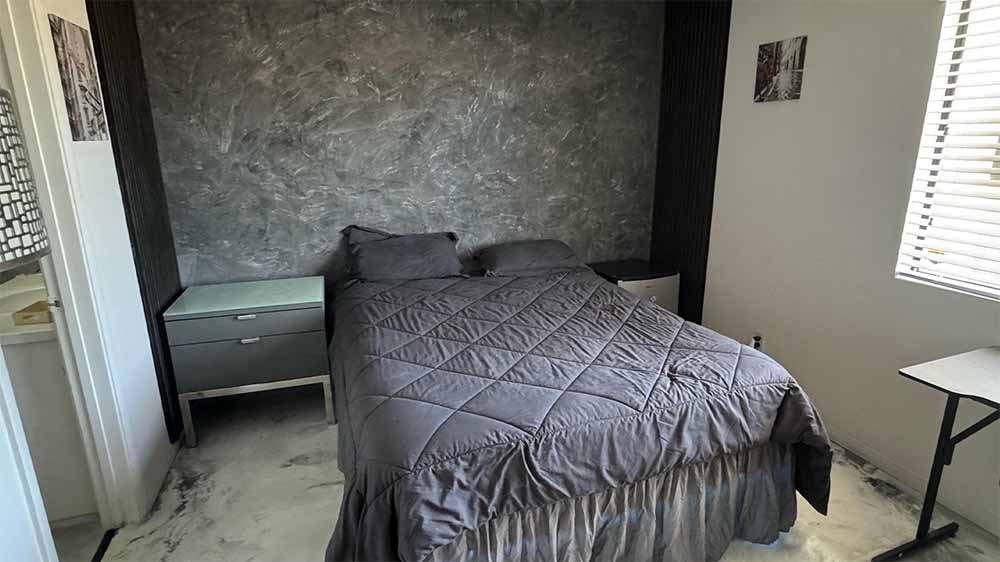 Plaster bedroom accent wall