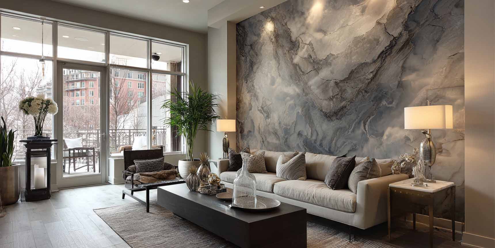 Grey marble living wall