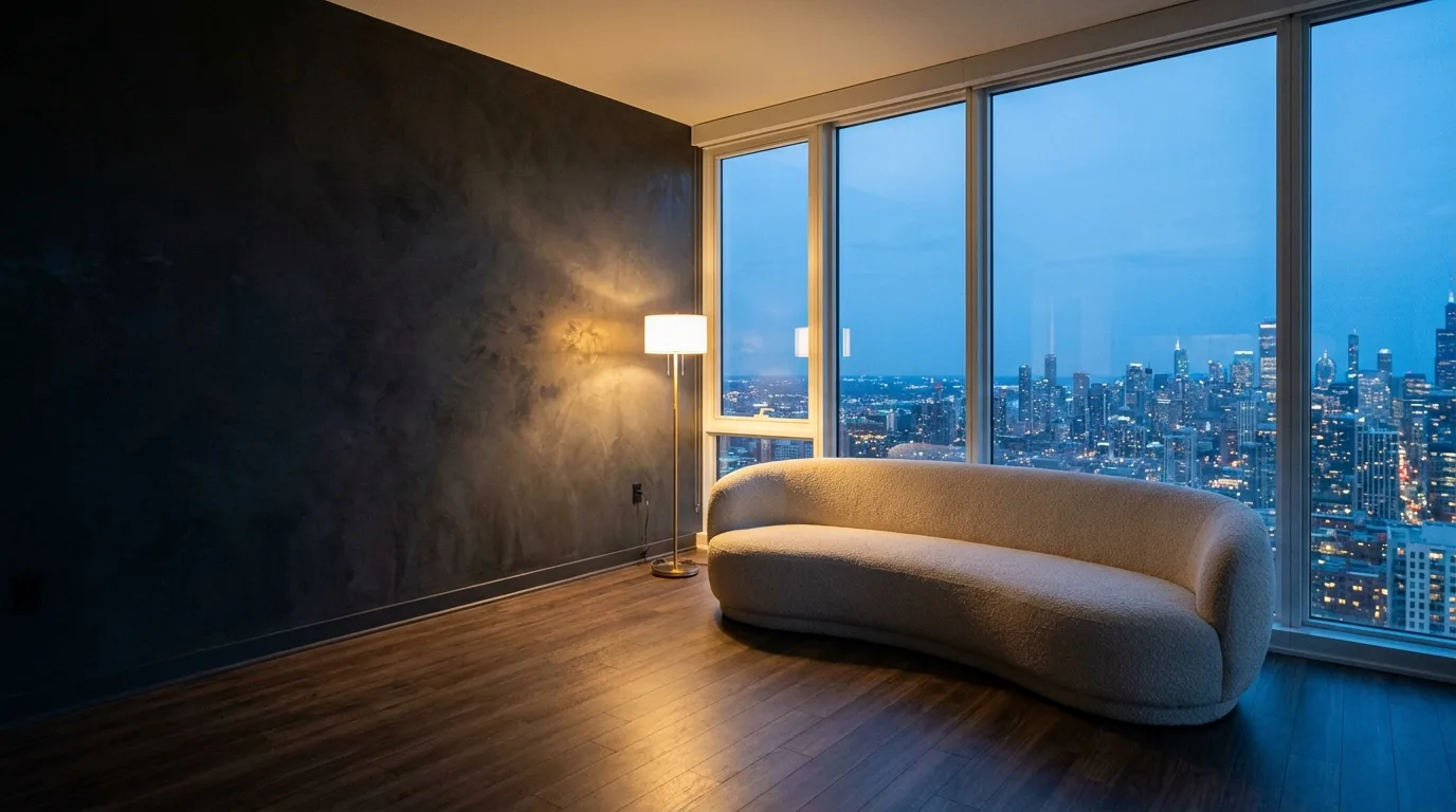 Penthouse in charcoal marmorino