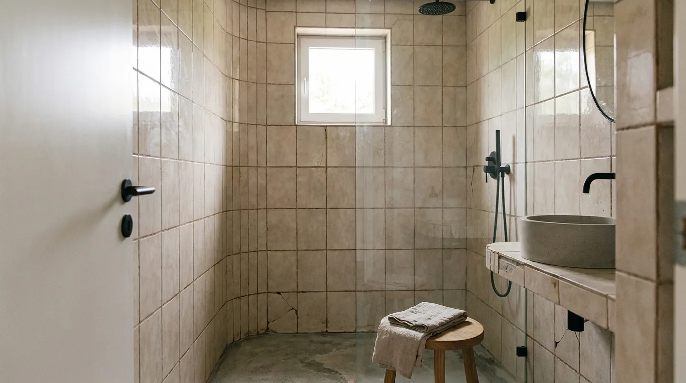 Dated tiled bathroom before renovation