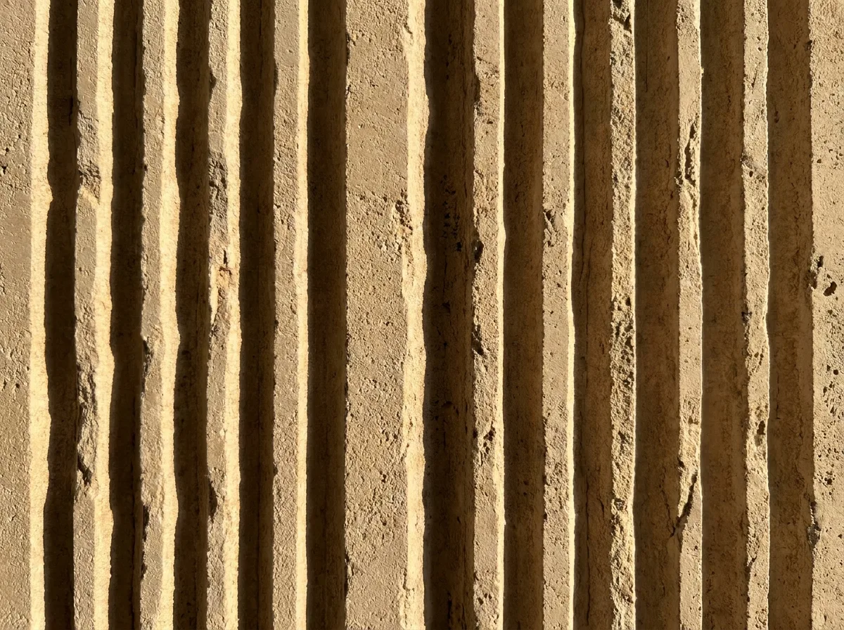 Fluted travertine relief
