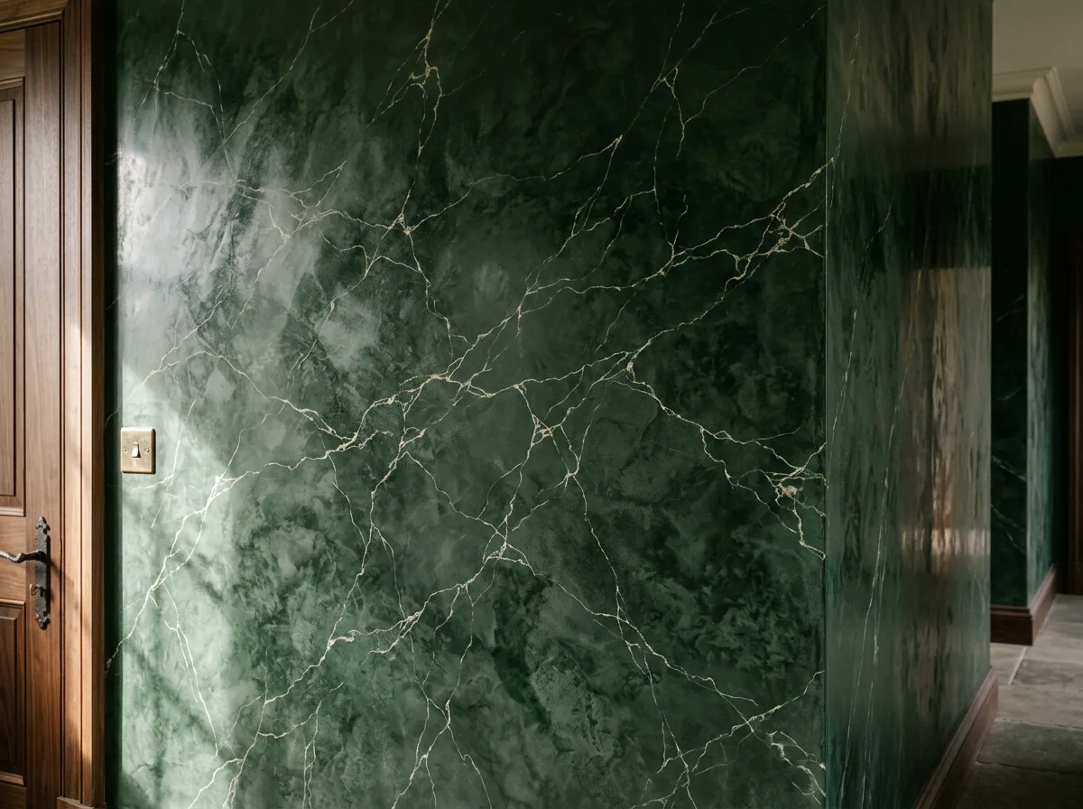 Forest-green polished marble