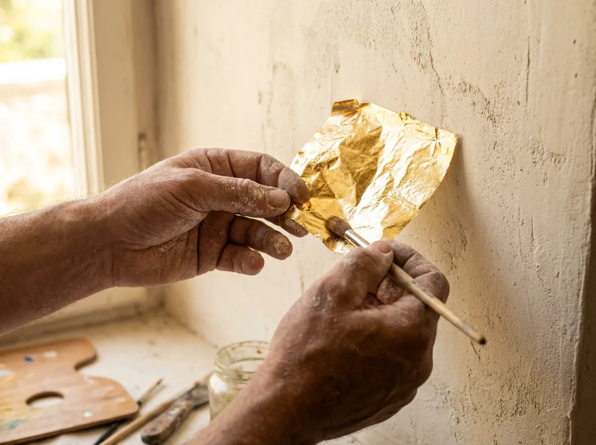 Setting true gold leaf