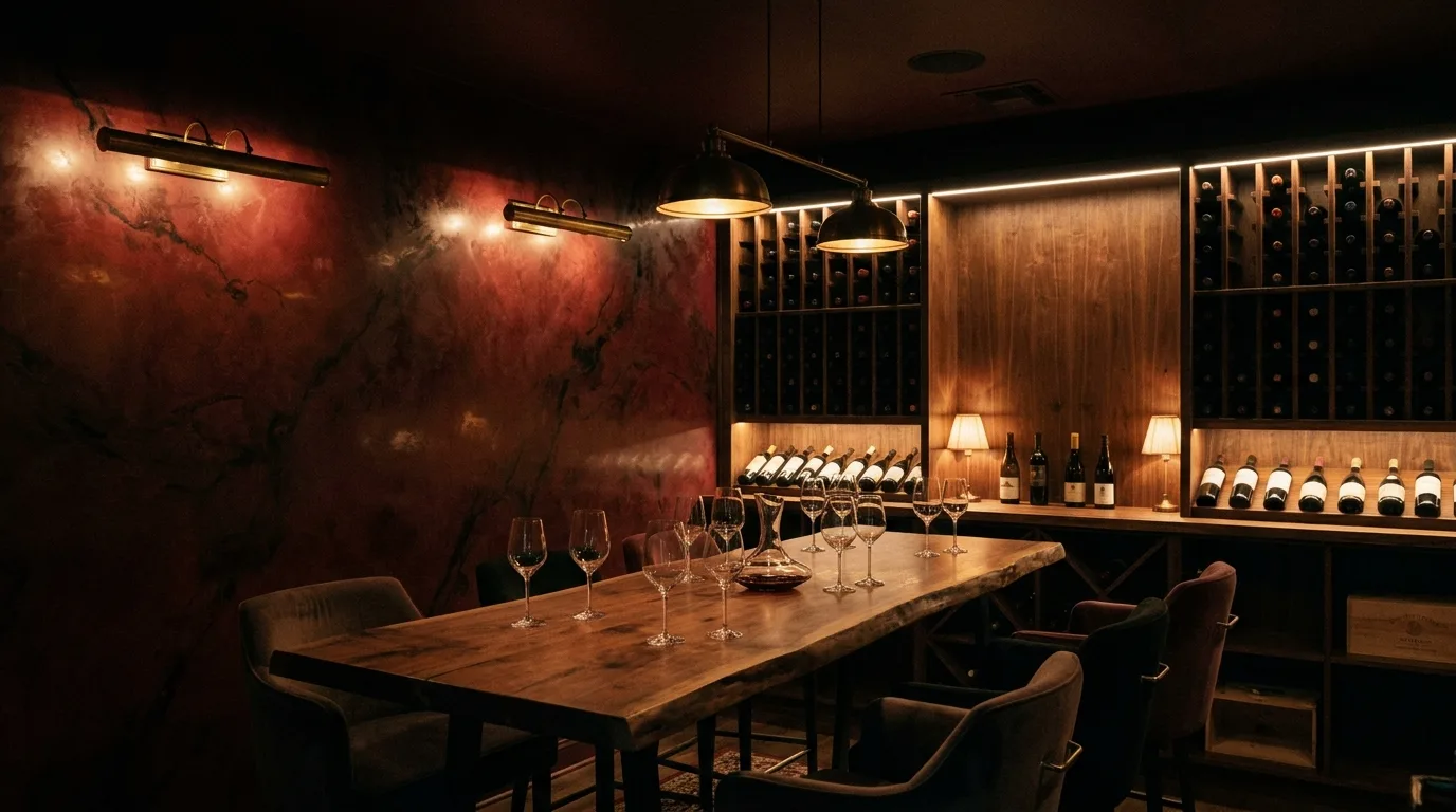 Tasting room in oxblood plaster