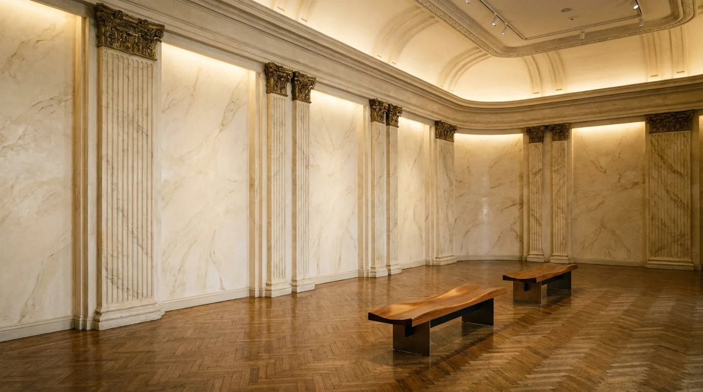 Ballroom pilasters with gilded capitals